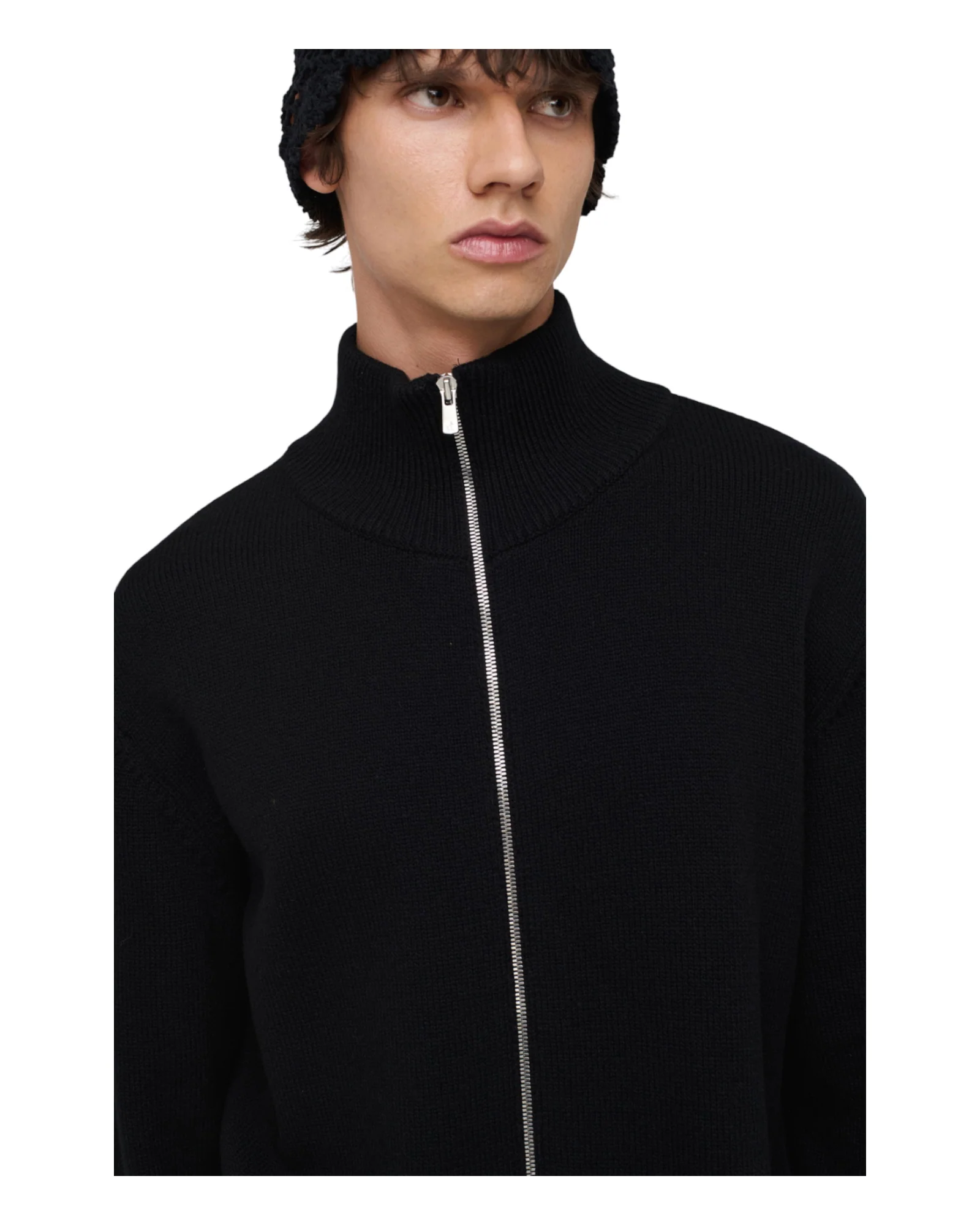 Song for the mute Zip Up Funnel Cardigan Black - Image 4