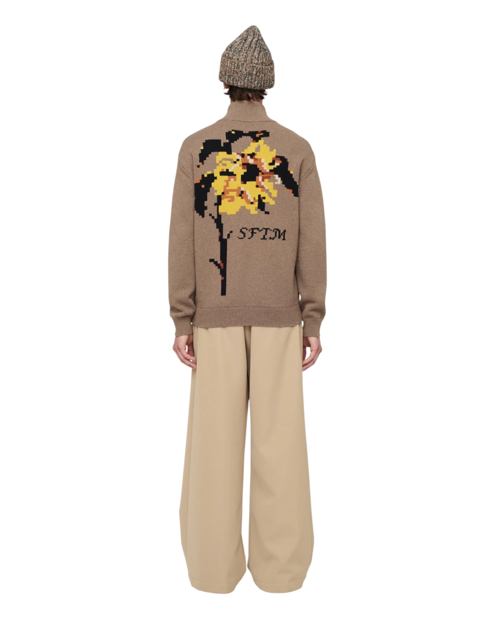 Song for the mute Zip Up Funnel Cardigan Khaki - Image 3