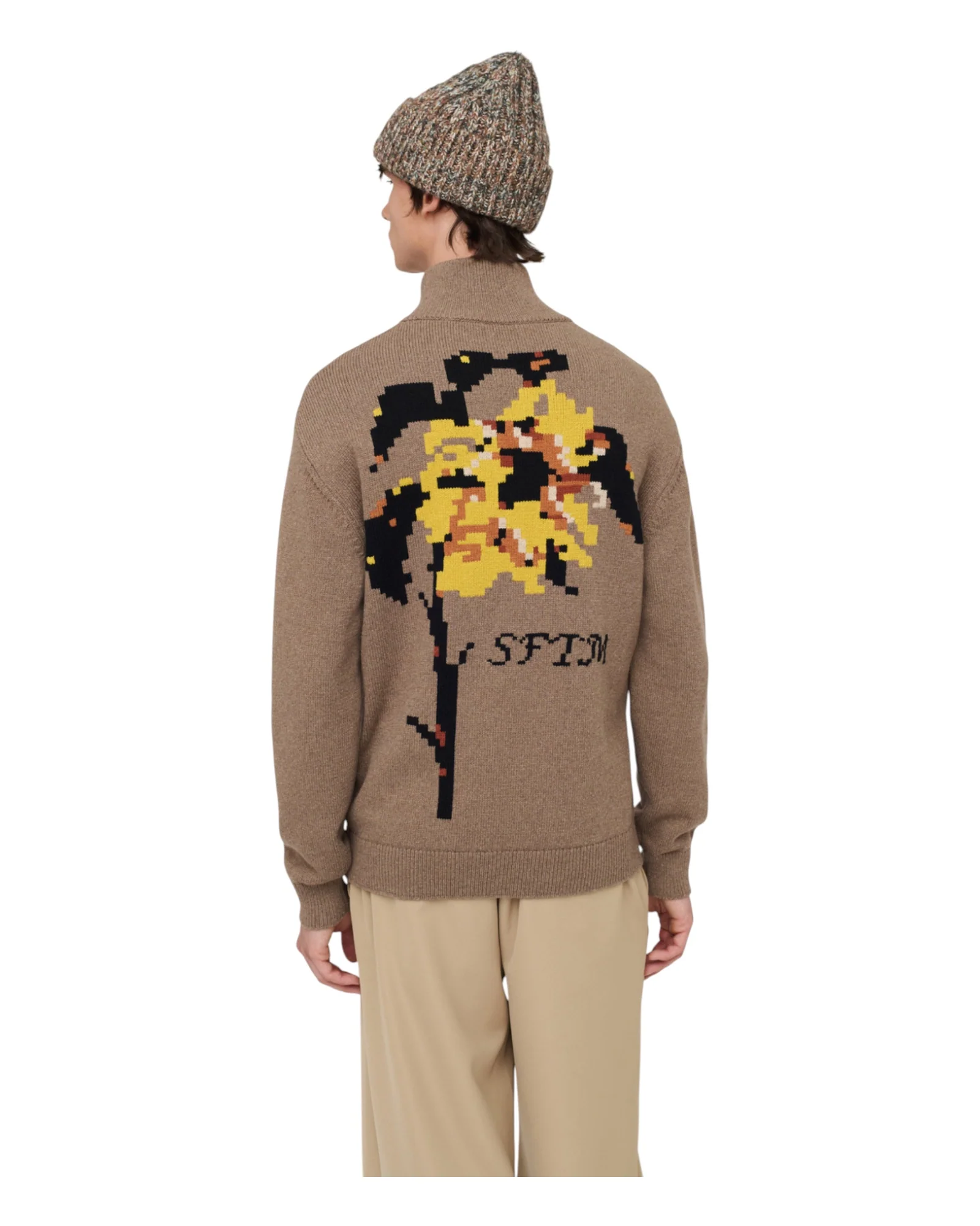 Song for the mute Zip Up Funnel Cardigan Khaki - Image 5