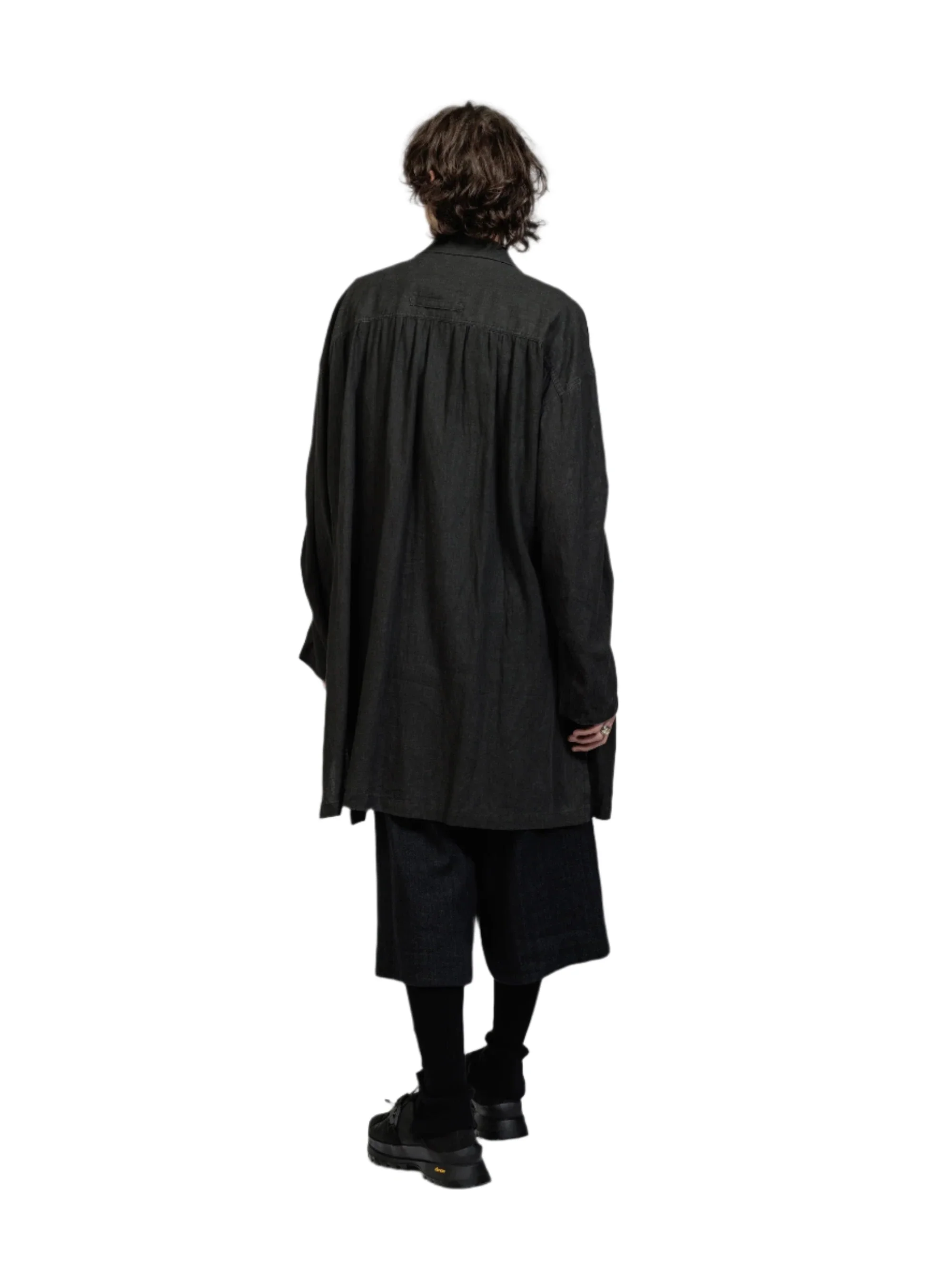 The Viridi-Anne Pigment Printed Viyella Coat Charcoal - Image 3