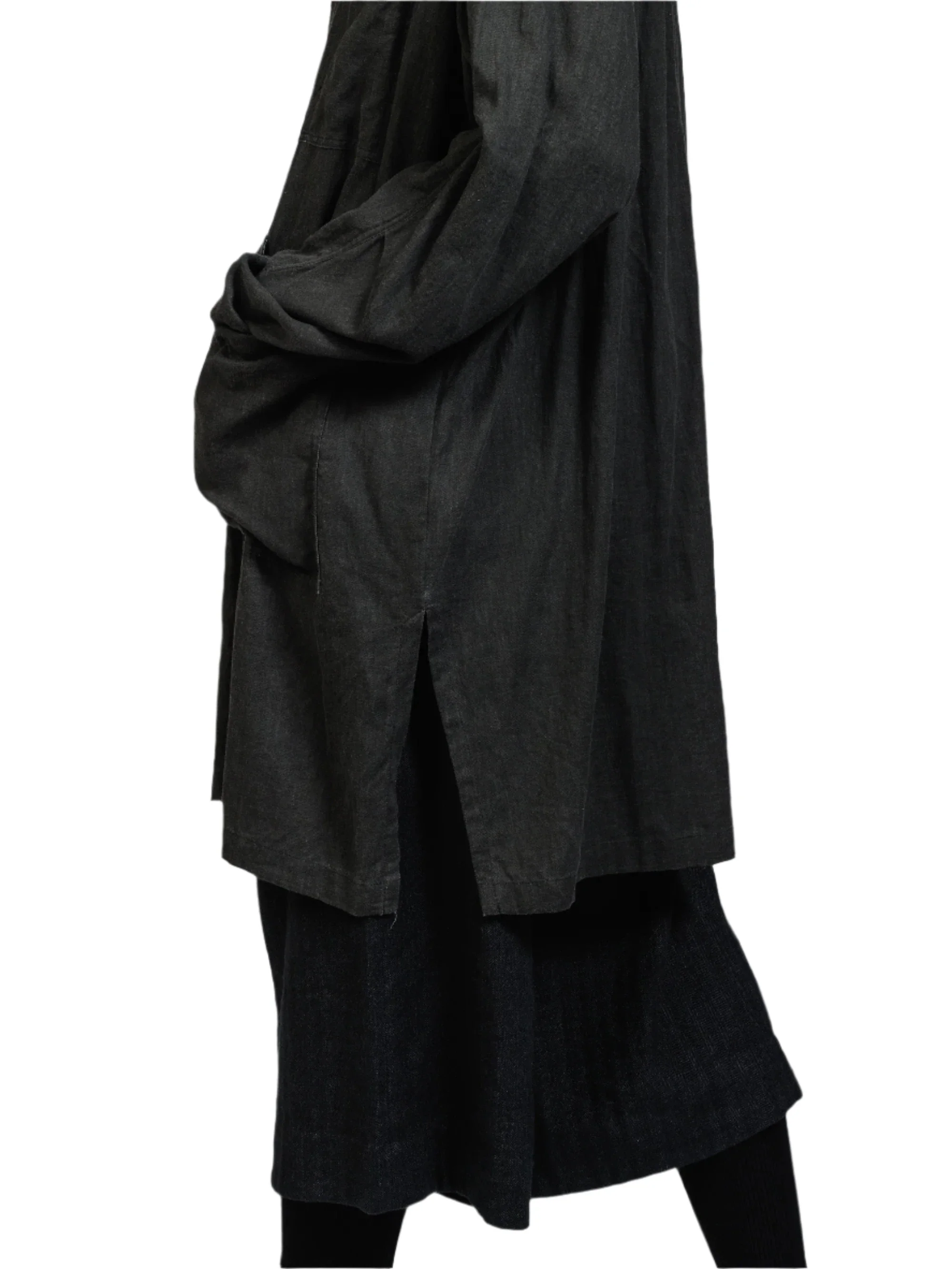 The Viridi-Anne Pigment Printed Viyella Coat Charcoal - Image 4