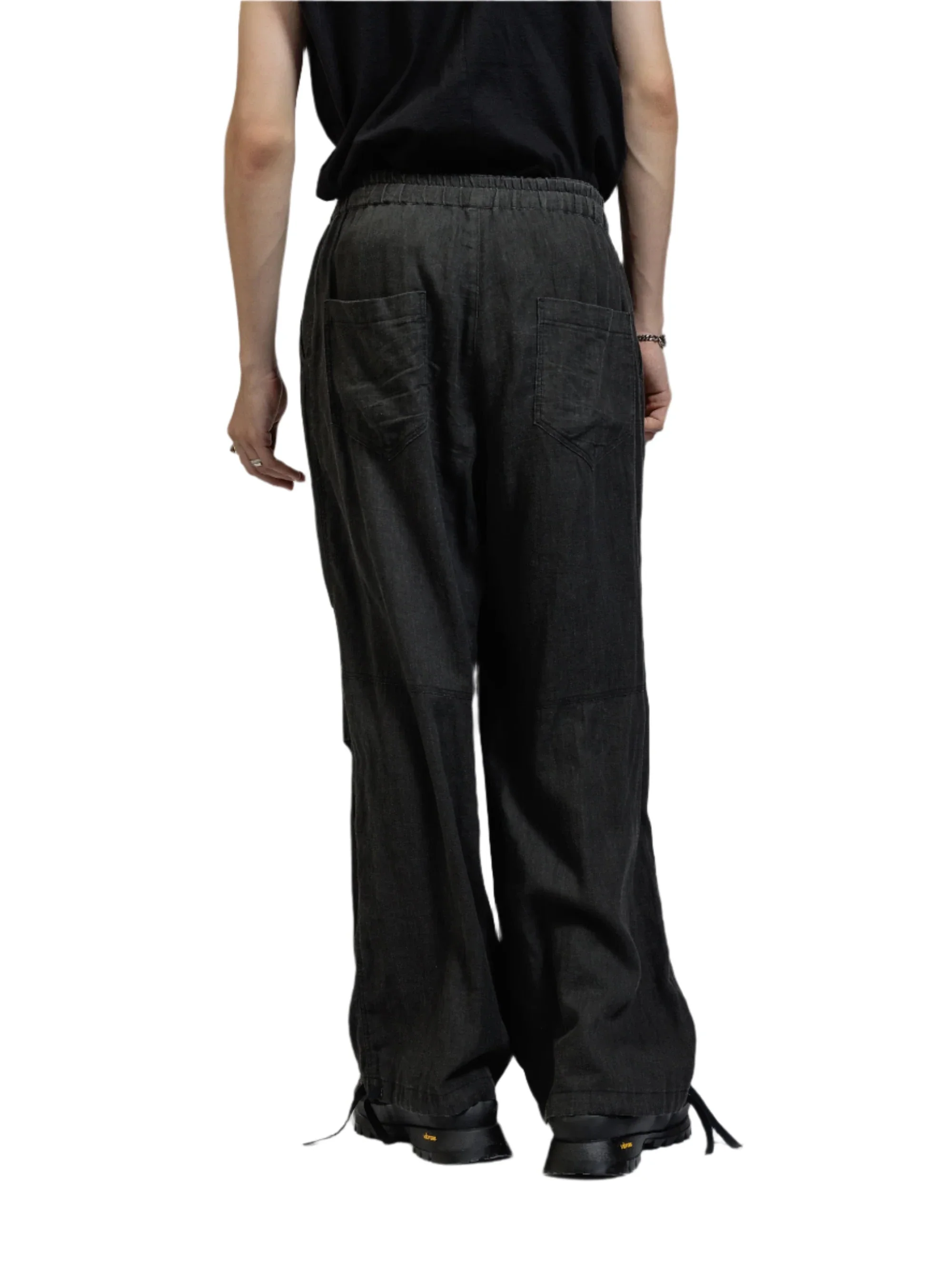 The Viridi-Anne Pigment Printed Viyella Wide Pants Charcoal - Image 3
