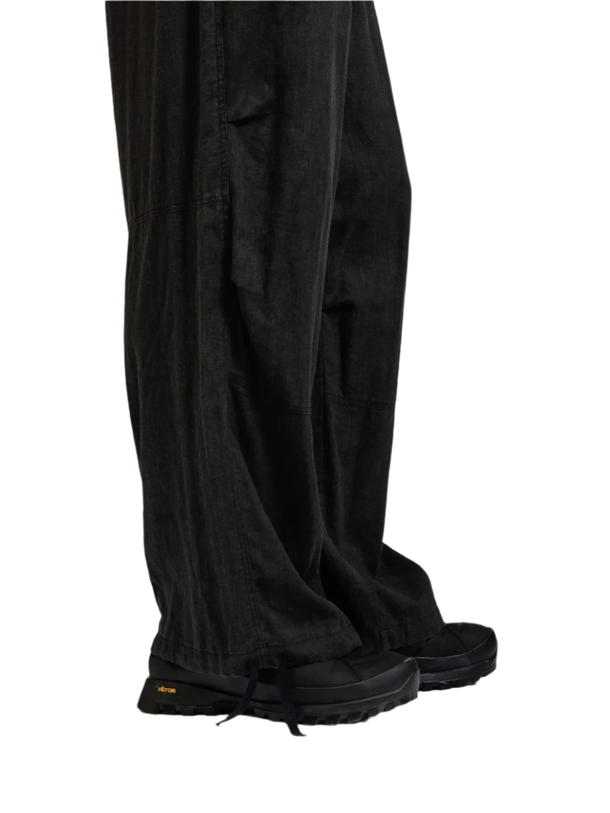 The Viridi-Anne Pigment Printed Viyella Wide Pants Charcoal - Image 4
