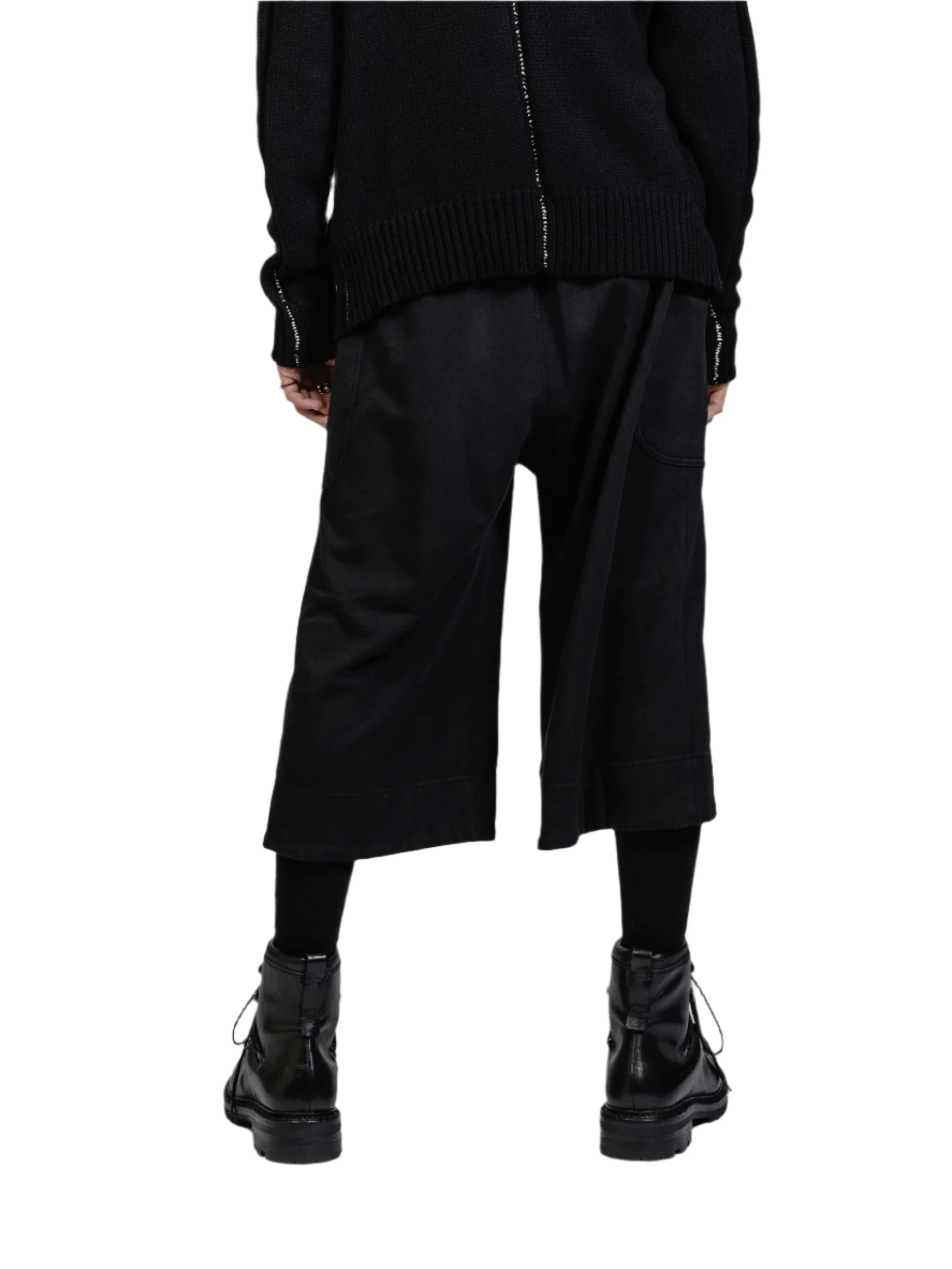 The Viridi-Anne Sweat Cropped Wide Pants Black - Image 3