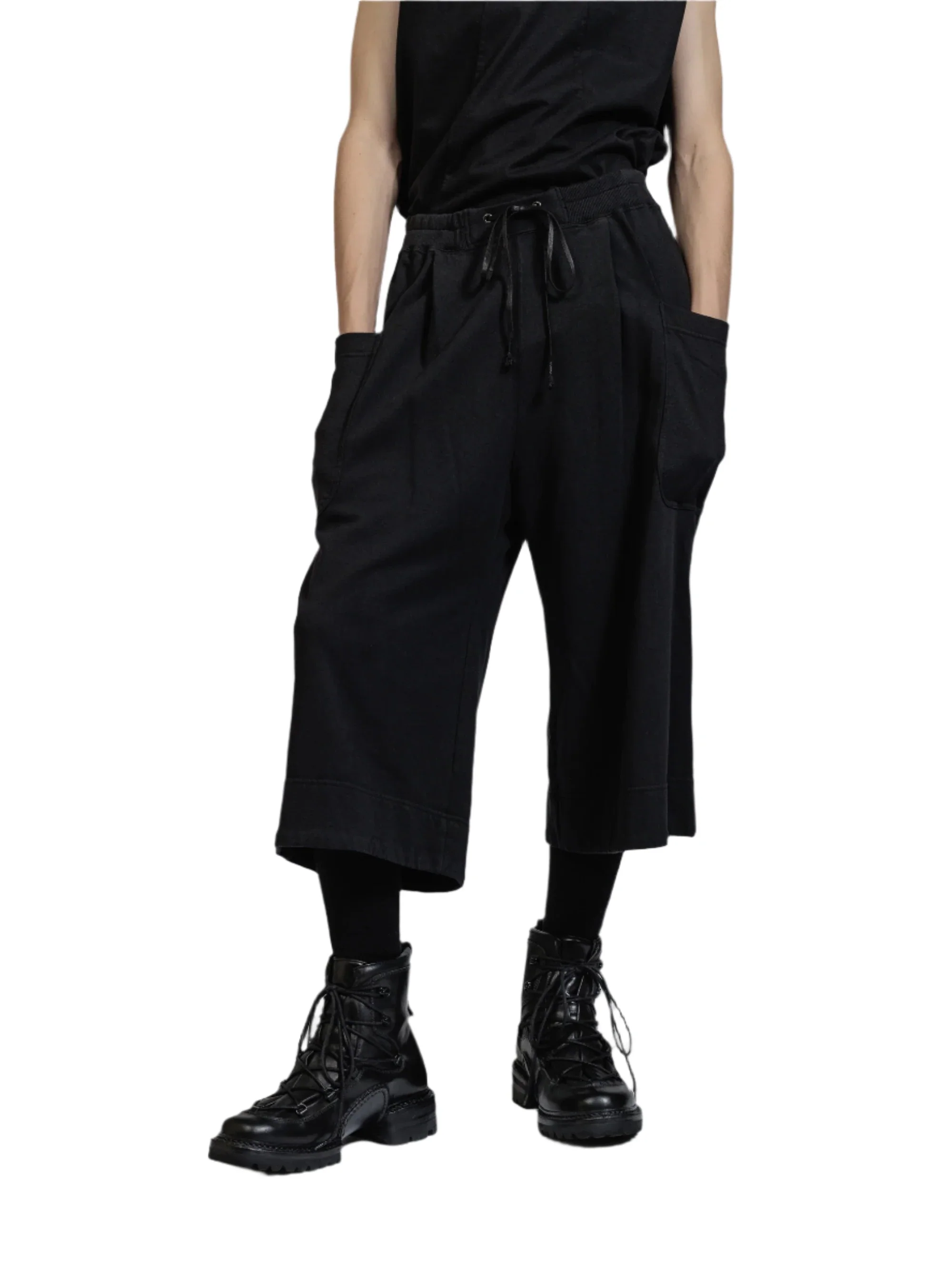 The Viridi-Anne Sweat Cropped Wide Pants Black - Image 4